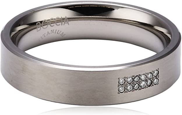 Boccia Women's Ring Titanium 12 Diamond Cuts 0.06 01011848 size 48