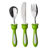 Sztućce dla dzieci - Banquet 3-częściowy zestaw sztućców dla dzieci Frog, zielony - miniaturka - grafika 1