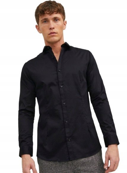 JACK&JONES CZARNA KOSZULA ELEGANCKA NA GUZIKI M 1JQA