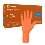 Rękawiczki jednorazowe - Rękawiczki nitrylowe M pomarańczowe Mercator Nitrylex High Risk 100szt - miniaturka - grafika 1