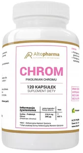 Altopharma, Chrom, Pikolinian Chromu 200µg + Prebiotyk, 120 Kaps. - Witaminy i minerały - miniaturka - grafika 1