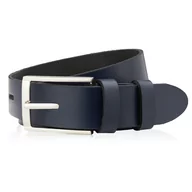 Paski - PASEK MĘSKI SKÓRZANY GRANATOWY 110 CM ZE SREBRNĄ KLAMRĄ PAOLO PERUZZI PG-03-DBS-110 - miniaturka - grafika 1