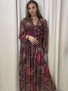 Sukienka z halką Marrone Fucsia - Sukienki - miniaturka - grafika 1