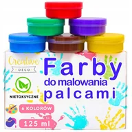 Farby i media malarskie - Creative Deco, farby do malowania palcami, 6 kolorów x 125ml - miniaturka - grafika 1