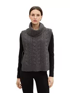 Swetry damskie - TOM TAILOR Damski Sweter z wzorem warkocza 1034051, 30281 - Evident Anthracite Melange, XXL - miniaturka - grafika 1