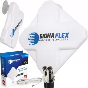 Zestaw Antena Signaflex Mini X-Cross 2X20Dbi 5M Crc9 Biała + Mapa Bts - Anteny TV - miniaturka - grafika 1