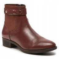 Botki damskie - GEOX DAMSKIE BOTKI ZE SKÓRĄ BRĄZOWE ZAMEK 36 ŻTE - miniaturka - grafika 1