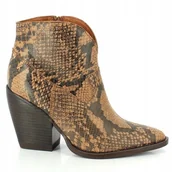Botki damskie - Kowbojki wężowe Carinii B5265 skóra naturalna damskie modne r.39 - miniaturka - grafika 1