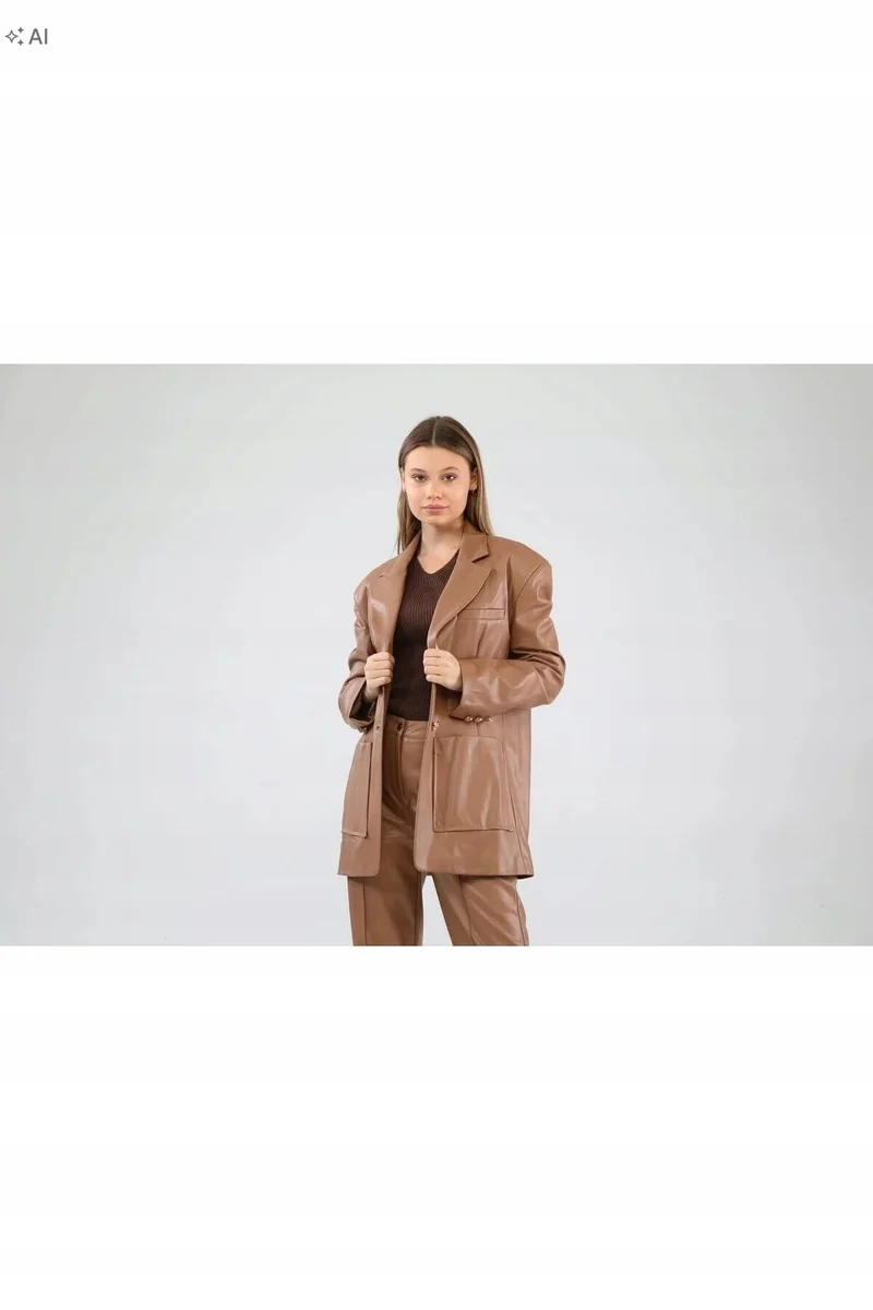 DŁUGA LAKIEROWANA KURTKA DAMSKA OVERSIZE W STYLU XL 5IA