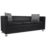Sofy i kanapy - vidaXL Czarna 3 osobowa sofa ze sztucznej skry - miniaturka - grafika 1