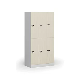Szafka ubraniowa ze schowkami, 6 schowków, 1850 x 900 x 500 mm, zamek mechaniczny z kodem, drzwi laminowane, orzech - Szafki biurowe - miniaturka - grafika 3
