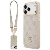 Etui i futerały do telefonów - Etui Guess 4G Strass Logo & Big Strap Metal Buttons MagSafe do iPhone 17 Pro Max różowy - miniaturka - grafika 1