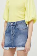 Spódnice - Sisley spódnica jeansowa kolor niebieski mini prosta - miniaturka - grafika 1