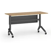 Biurka - Mobilny stół PRIMO MOVE, 1400 x 600 mm, podstawa czarna, buk - miniaturka - grafika 1