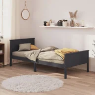 Łóżka - Łóżko z litego drewna sosna szara 100x200 cm - miniaturka - grafika 1