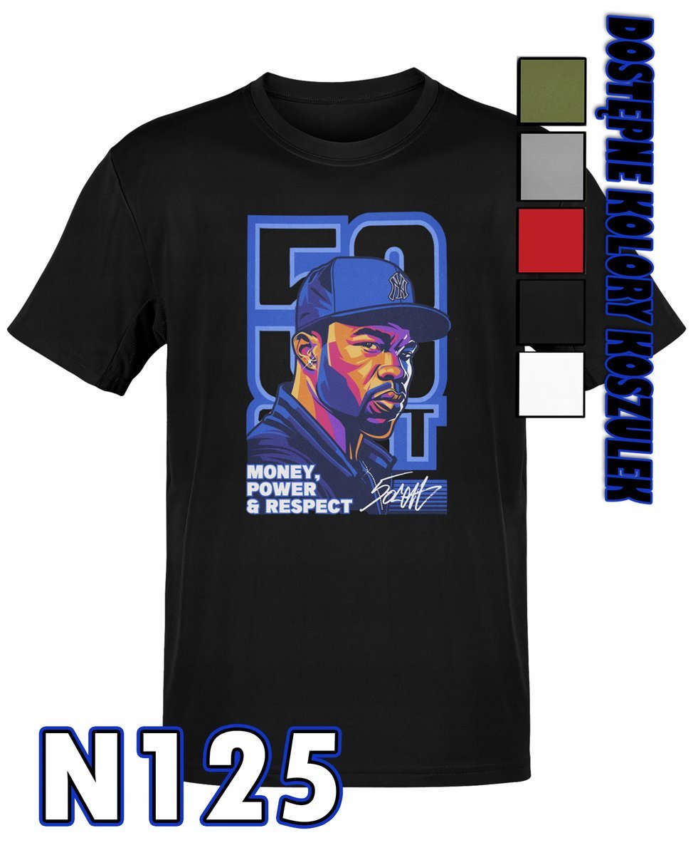 KOSZULKA MĘSKA Z NADRUKIEM PREZENT HIP HOP MUZYKA RAPER 50 CENT WZORY - XXL