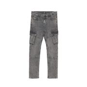 Spodnie męskie - Cropp - Szare jeansy skinny cargo - Szary - miniaturka - grafika 1