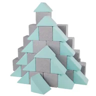 Maty edukacyjne - KiddyMoon Miękkie klocki 14cm mix: jasnoszary-miętowy 48 - miniaturka - grafika 1
