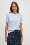 Swetry damskie - Tommy Hilfiger sweter bawełniany kolor niebieski - miniaturka - grafika 1