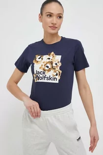 Koszulki sportowe damskie - Jack Wolfskin t-shirt bawełniany 10 kolor granatowy - grafika 1