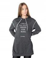 Bluzy damskie - Długa Bluza Damska Tunika Bawełniana 11850-1 r S - miniaturka - grafika 1