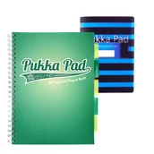 Zeszyty szkolne - Zestaw kołozeszyt w kratkę A4 100k z przekładkami zielony Pukka Pads + Zeszyt Flex Pad B5 niebieski - miniaturka - grafika 1