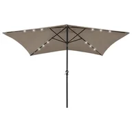 Parasole ogrodowe - vidaXL Parasol z lampkami LED, na stalowym słupku, kolor taupe, 2x3 m 313789 - miniaturka - grafika 1