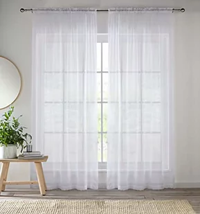 Enhanced Living Biały, jednokolorowy, tkany woal, zasłona u góry, para paneli (57 x 108) 145 x 274 cm - Zasłony - miniaturka - grafika 1
