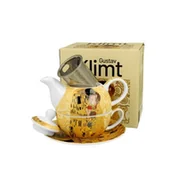 Serwisy do kawy i herbaty - FILIŻANKA + DZBANEK DUO GUSTAV KLIMT POCAŁUNEK KISS ECRU 350 ML - miniaturka - grafika 1
