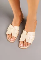 Klapki i japonki damskie - Beżowe Klapki z Ozdobnymi Paskami Pollaloria - miniaturka - grafika 1