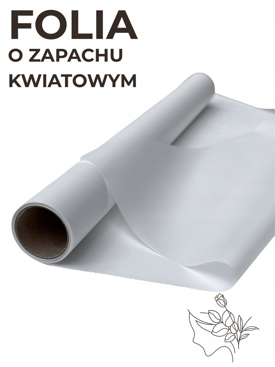 Matowa folia do pakowania o zapachu róży 50cmX9m Biały