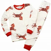 Piżamy chłopięce - PIŻAMA Bawełniana KOMPLET Tygryski Rękaw PRINT Kremowa 128 - Inny producent - miniaturka - grafika 1