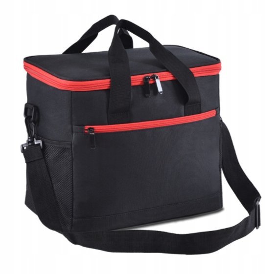 TORBA PIKNIKOWA POJEMNA TORBA NA LUNCH ZAKUPY PODRÓŻ CZARNA UNIWERSALNA