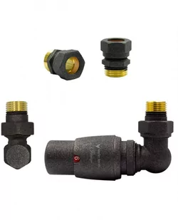 Zawór termostatyczny trójosiowy Master ciemny grafit strukturalny prawy Cu - Zawory i kraniki - miniaturka - grafika 1