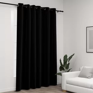 vidaXL Zasłony stylizowane na lniane, przelotki, czarne, 290x245 cm - Zasłony - miniaturka - grafika 1
