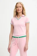 Koszulki i topy damskie - Juicy Couture polo SHRUNKEN POLO TEE damski kolor różowy JCWCT225355 - miniaturka - grafika 1