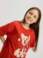 Koszulki dla dziewczynek - Reserved - Świąteczny t-shirt - czerwony - miniaturka - grafika 1