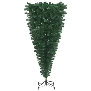vidaXL Lumarko Odwrócona, sztuczna choinka ze stojakiem, zielona, 120 cm 329172 - Choinki - miniaturka - grafika 1