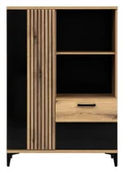 Regały - Regał Aris As05 89X126X39 Cm Dąb Evoke / Czarny W Połysku - miniaturka - grafika 1