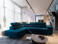 Pościel - Masseno Narożnik SELVA L-S z funkcją spania i pojemnikiem na pościel Kształt L, Rozkładana sofa, Rogówka - Niebieski, MONOLITH 77 - miniaturka - grafika 1