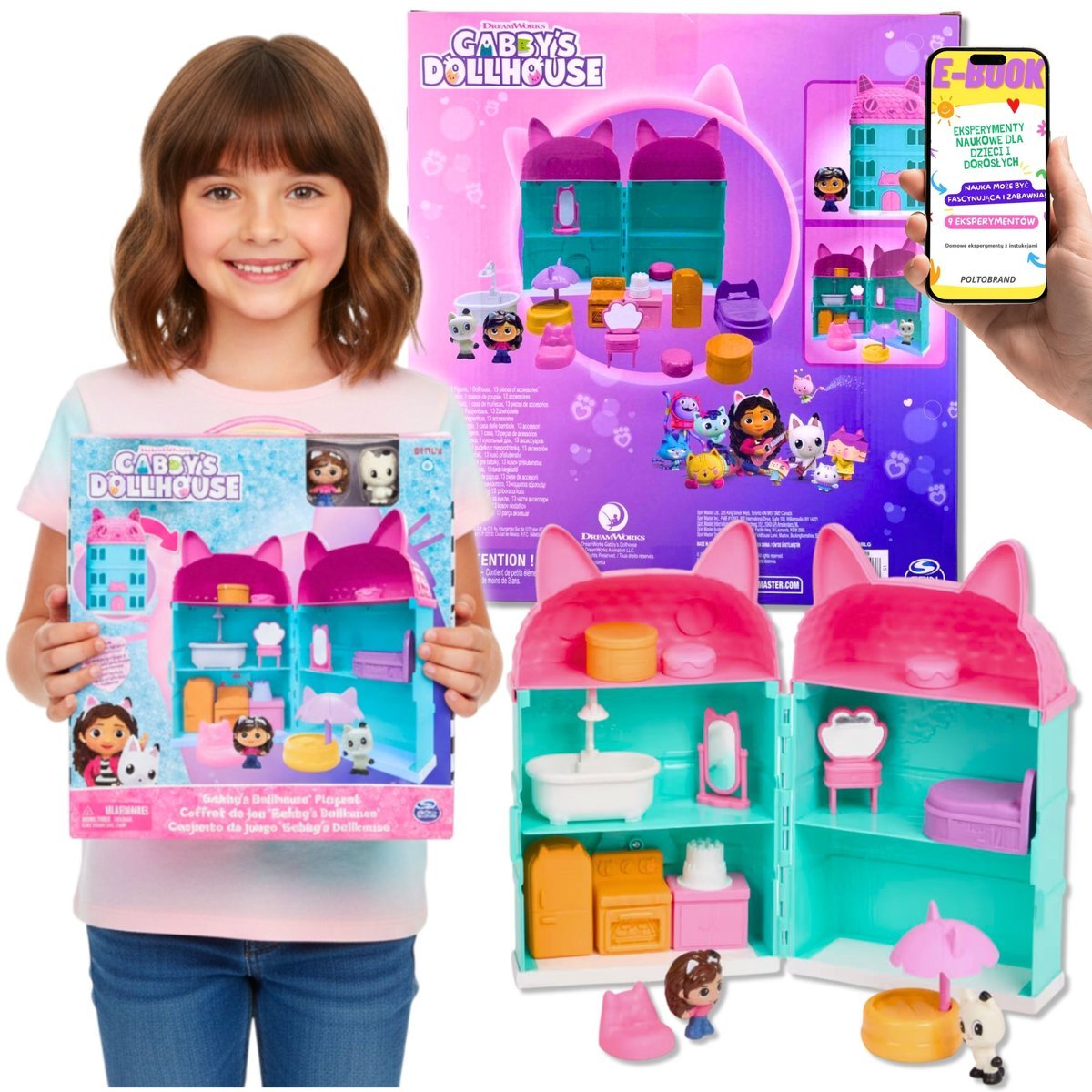 DUŻY DOMEK DLA LALEK Gabby’s Dollhouse z Figurkami i Akcesoriami ZESTAW DLA DZIEWCZYNKI PREZENT NA ŚWIĘTA URODZINY Lalki Figurki Domek Dla Lalek + E..