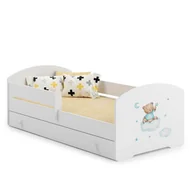 Łóżka dla dzieci i młodzieży - Łóżko dziecięce LUK z szufladą i barierką 160x80 Niebieski Miś - miniaturka - grafika 1