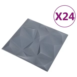 vidaXL Panele ścienne 3D, 24 szt., 50x50 cm, diamentowa szarość, 6 m² 150919 - Panele ścienne i boazeria - miniaturka - grafika 3