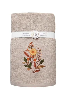 Komplet ręczników bawełnianych Maribella 3 szt Kwiaty kawa z mlekiem - Ręczniki - miniaturka - grafika 1