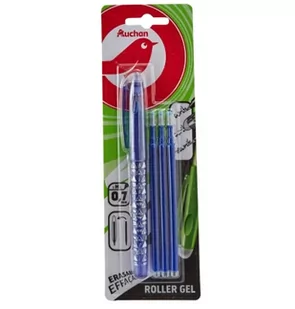 Auchan - Wymazywalny żelowy długopis kulkowy + 3 niebieskie wkłady - Przybory szkolne - miniaturka - grafika 1