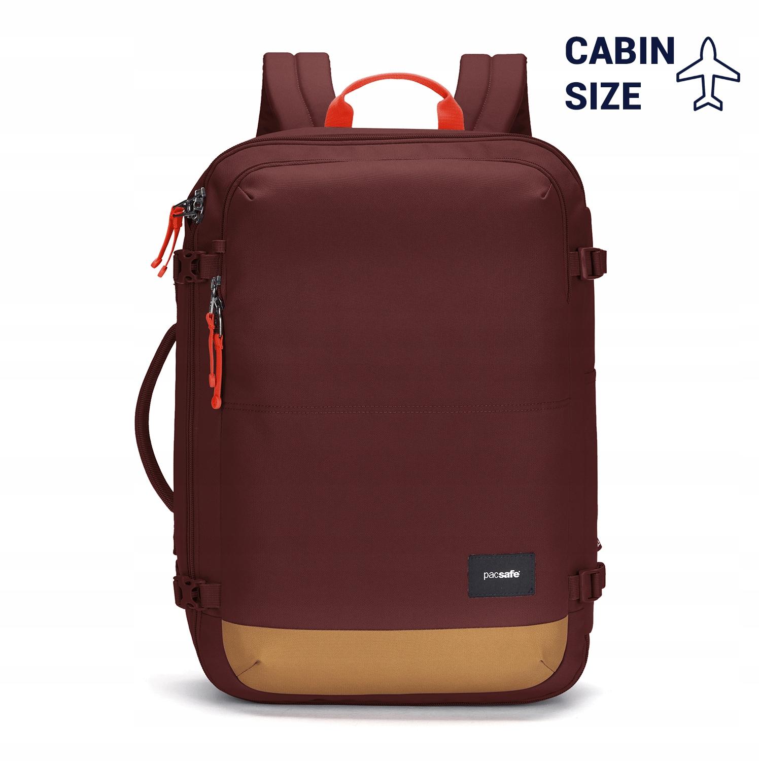 Plecak kabinowy antykradzieżowy z Rfid Pacsafe Go 34 l bordowy