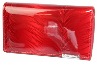 Portfel Damski Skórzany JENNIFER JONES Skóra Licowa Duży Z Suwakiem Czerwony Lakierowany Wzór JJ5261-2 15,5 x 10 x 4 [cm] - Portfele - miniaturka - grafika 3