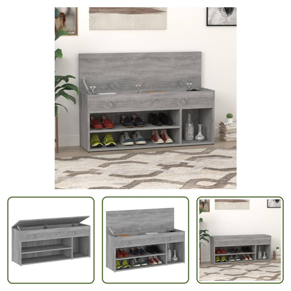 The Living Store Ławka na buty szara Sonoma 105x30x45 cm Materiał drewnopochodny