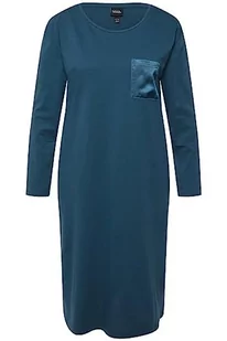 Ulla Popken Damska koszula nocna Nightgown, satynowa kieszeń, ciemny benzynowy, 42-44 - Piżamy damskie - miniaturka - grafika 1
