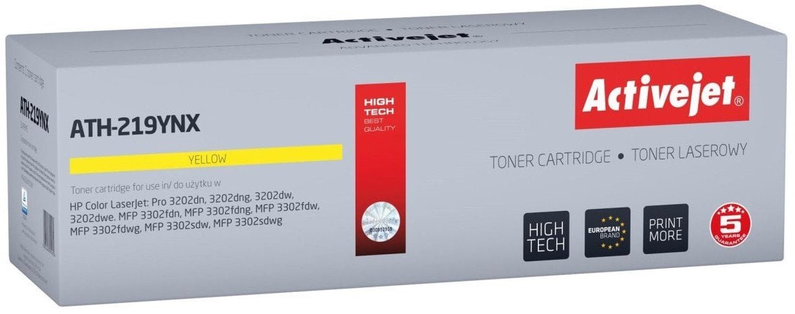 Activejet ATH-219YNX Toner zamiennik HP 219X W2192X; Supreme; 2500 stron; żółty z chipem